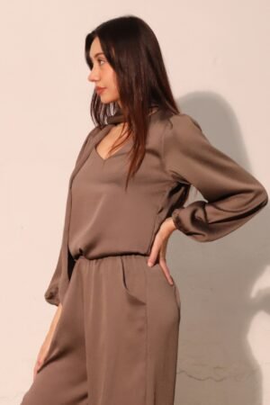 Hammered Satin Tie Neck Bubble Top Hammered Satin Tie Neck Bubble Top