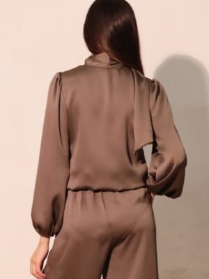 Hammered Satin Tie Neck Bubble Top Hammered Satin Tie Neck Bubble Top