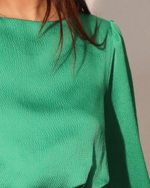 hammered satin long sleeve crop top