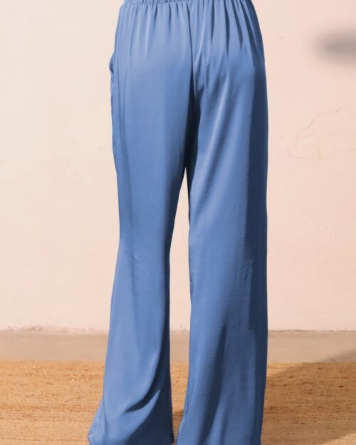 washed poly silk pocket pants