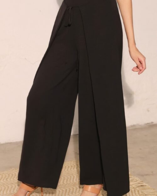 matte crepe overlap pants