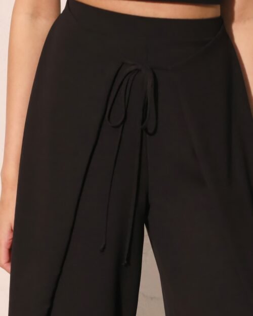 matte crepe overlap pants