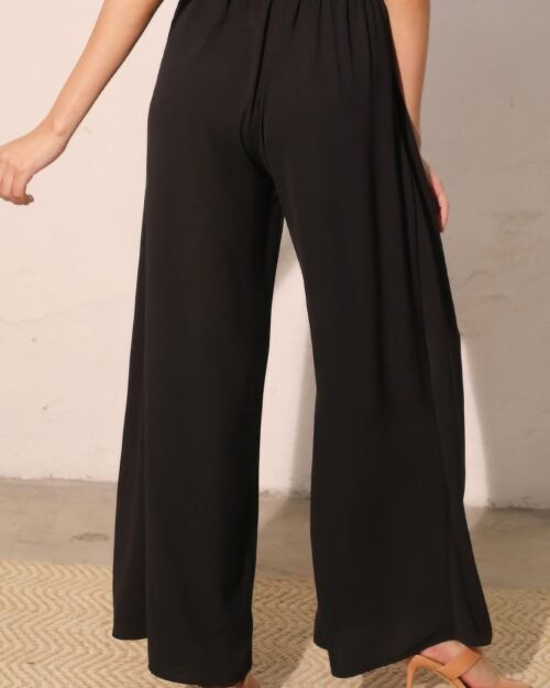 matte crepe overlap pants