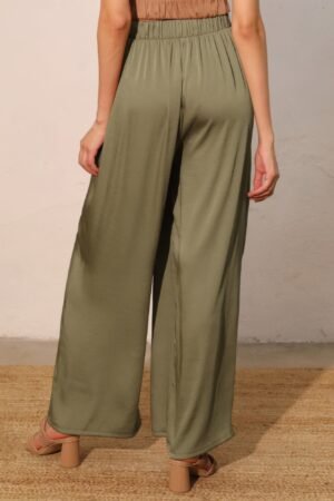 Washed Poly Silk Asymmetrical Pleated Pants Washed Poly Silk Asymmetrical Pleated Pants