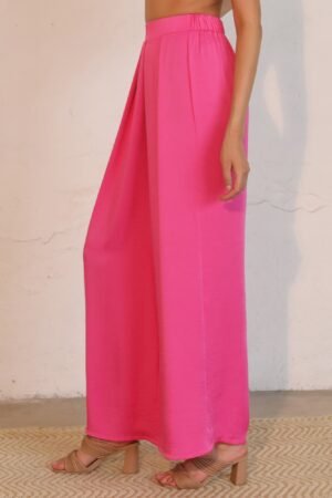 Washed Poly Silk Asymmetrical Pleated Pants Washed Poly Silk Asymmetrical Pleated Pants