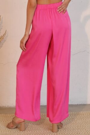 Washed Poly Silk Asymmetrical Pleated Pants Washed Poly Silk Asymmetrical Pleated Pants