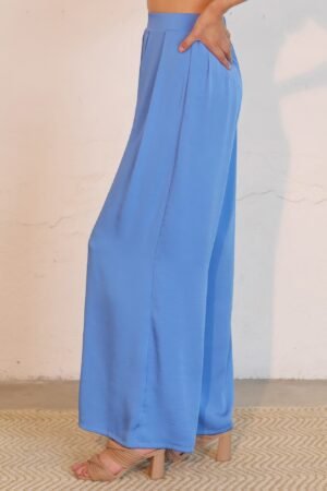 Washed Poly Silk Asymmetrical Pleated Pants Washed Poly Silk Asymmetrical Pleated Pants
