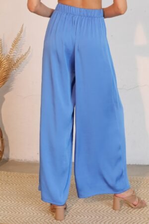 Washed Poly Silk Asymmetrical Pleated Pants Washed Poly Silk Asymmetrical Pleated Pants