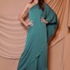 Washed Poly Silk Athena One Shoulder Maxi Dress – Elegant Evening Wear