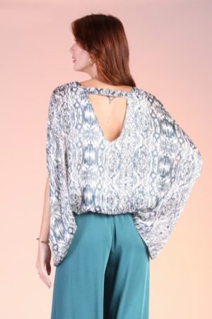Bohemian Lurex Chiffon Caftan Top With Back Band Bohemian Lurex Chiffon Caftan Top With Back Band