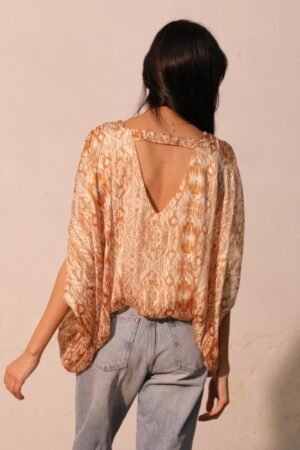 Bohemian Lurex Chiffon Caftan Top With Back Band Bohemian Lurex Chiffon Caftan Top With Back Band