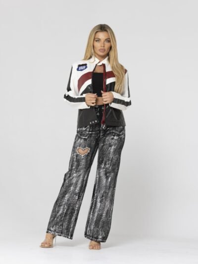 Color Block Pu Leather Jacket Color Block Pu Leather Jacket