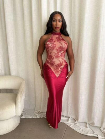 Crimson Red Lace Dress | Stylish Women’s Fashion