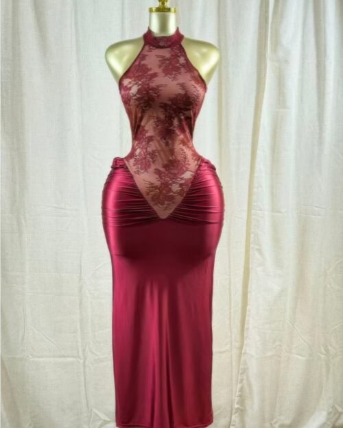 crimson lace hourglass dress