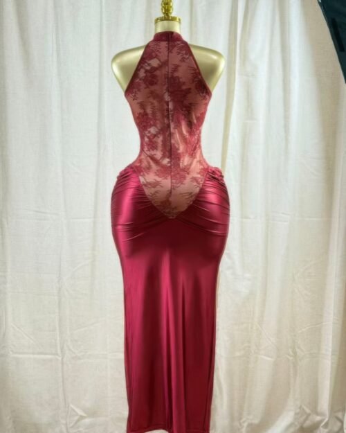 crimson lace hourglass dress