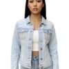 Distressed Jean Jacket With Rhinestone Fringe