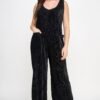 Velvet Plisse Overall Jumpsuit