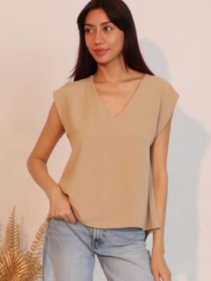 Matte Crepe Low Back Loose Top