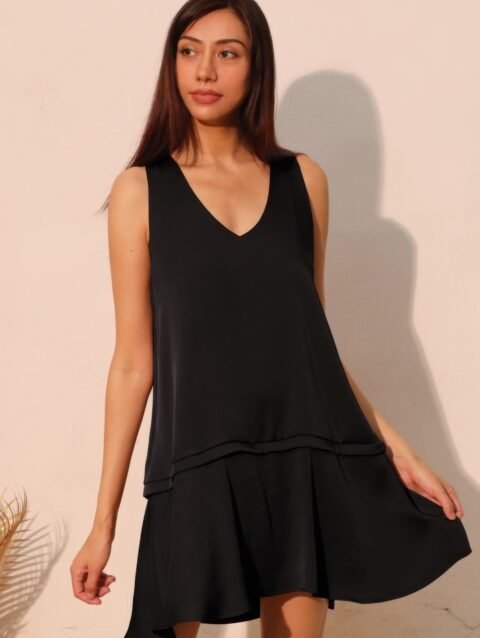 Washed Poly Silk Band Swing Dress – Elegant & Flowy Women’s Dress