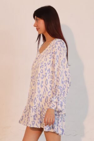 Simple Leopard Dress With Ruffle Cuff