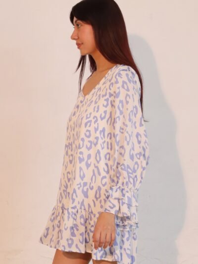 Simple Leopard Dress With Ruffle Cuff Simple Leopard Dress With Ruffle Cuff
