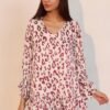 Simple Leopard Dress With Ruffle Cuff