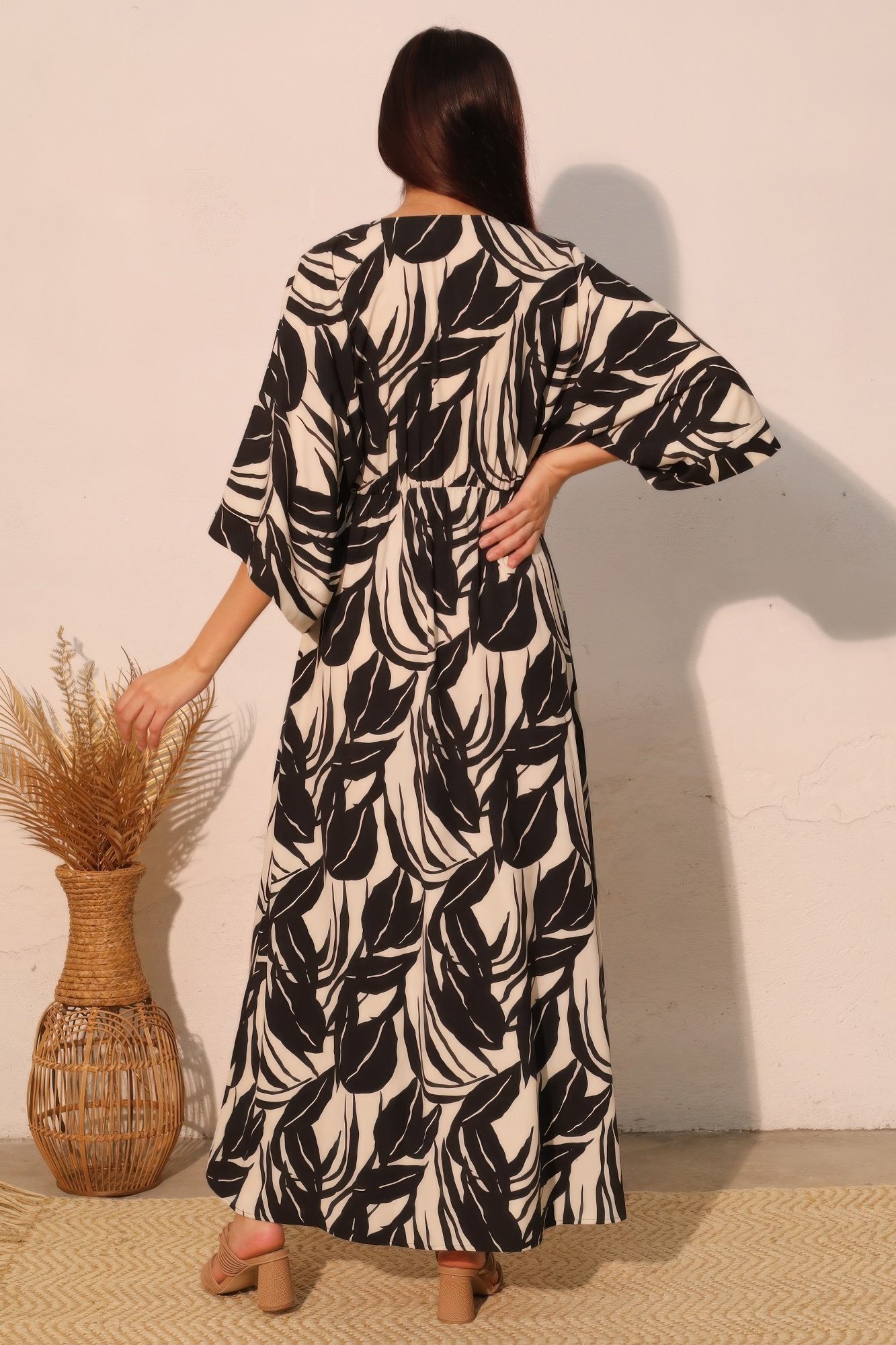 lucca leaf kimono maxi dress - image 4