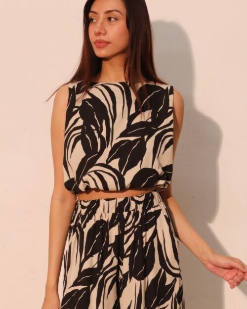 Lucca Leaf Bubble Crop Top