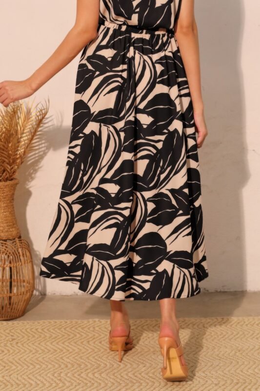 Lucca Leaf Midi Swing Skirt