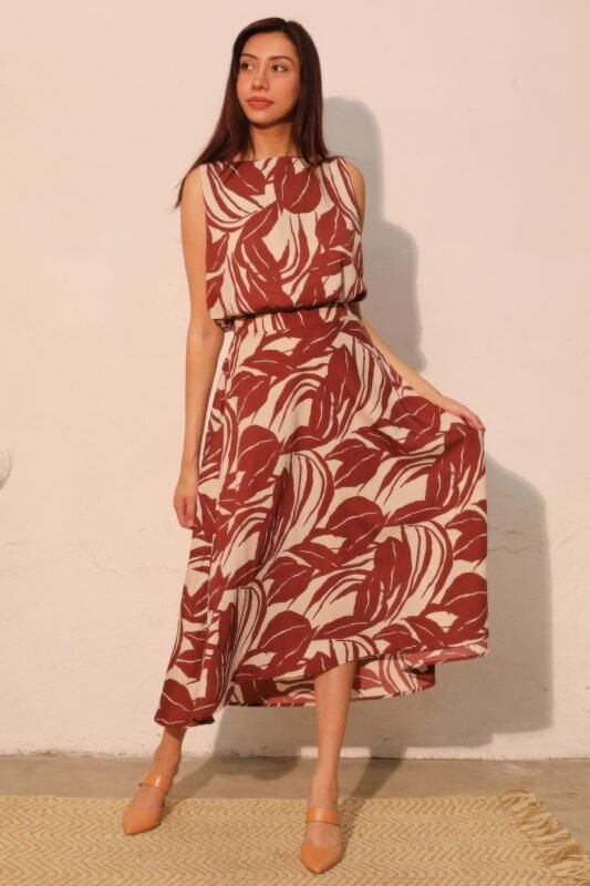 Lucca Leaf Midi Swing Skirt