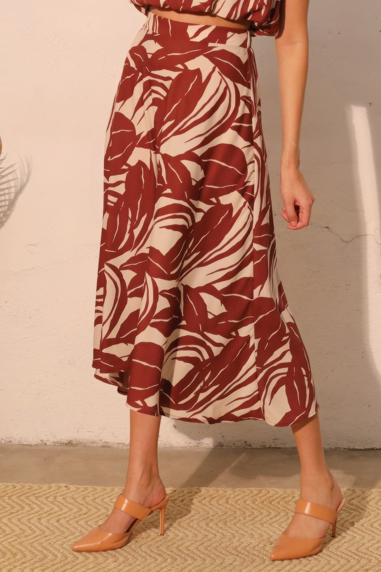 lucca leaf midi swing skirt - image 5