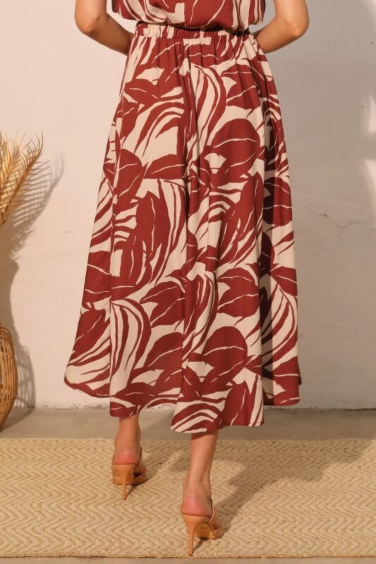 Lucca Leaf Midi Swing Skirt