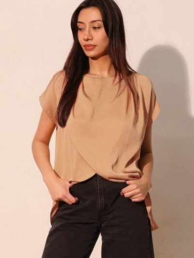 Washed Poly Silk Tulip Tunic Top