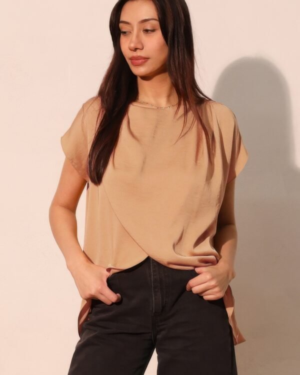 Washed Poly Silk Tulip Tunic Top