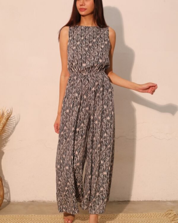 Night Meadow Sleeveless Bubble Jumpsuit