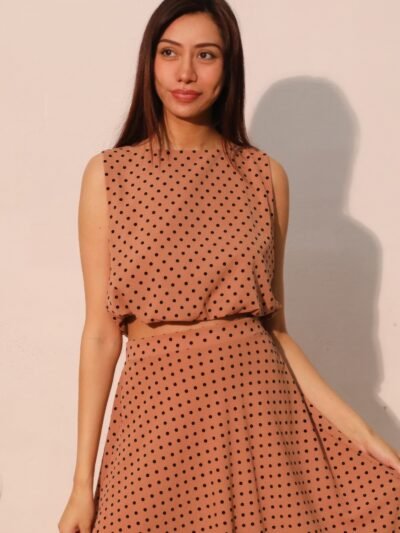 Flocked Polka Dot Bubble Crop Top