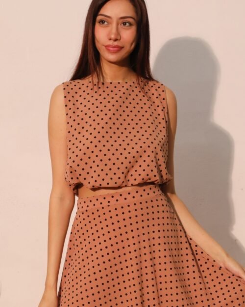 Flocked Polka Dot Bubble Crop Top