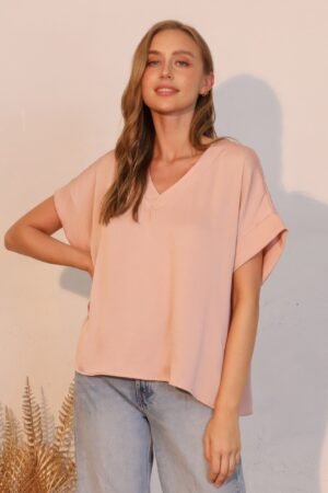 Washed Poly Silk V-neck Tee Washed Poly Silk V-neck Tee