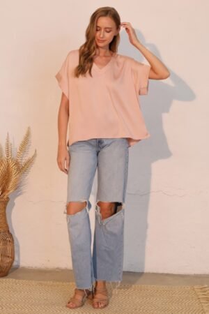 Washed Poly Silk V-neck Tee Washed Poly Silk V-neck Tee