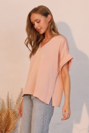 Washed Poly Silk V-neck Tee Washed Poly Silk V-neck Tee