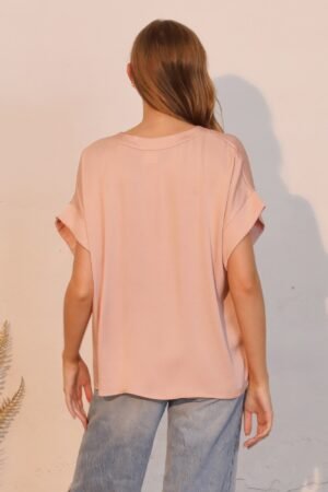 Washed Poly Silk V-neck Tee Washed Poly Silk V-neck Tee