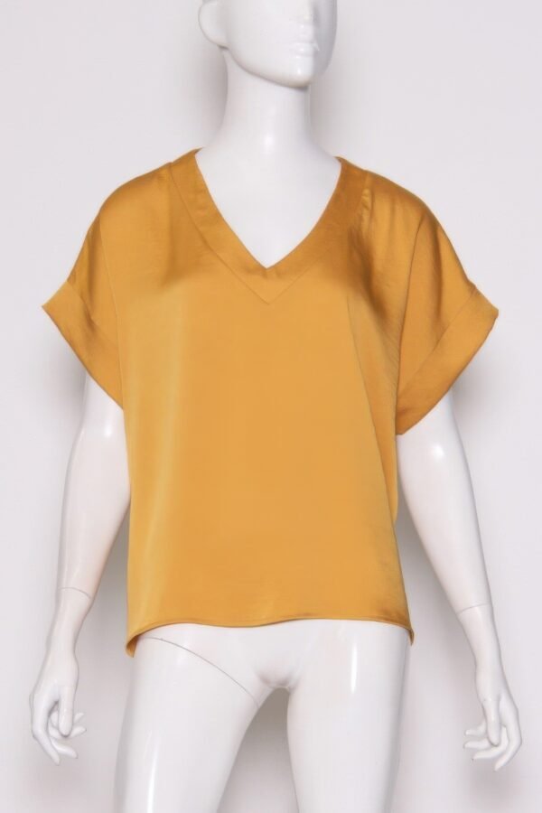 Washed Poly Silk V-neck Tee