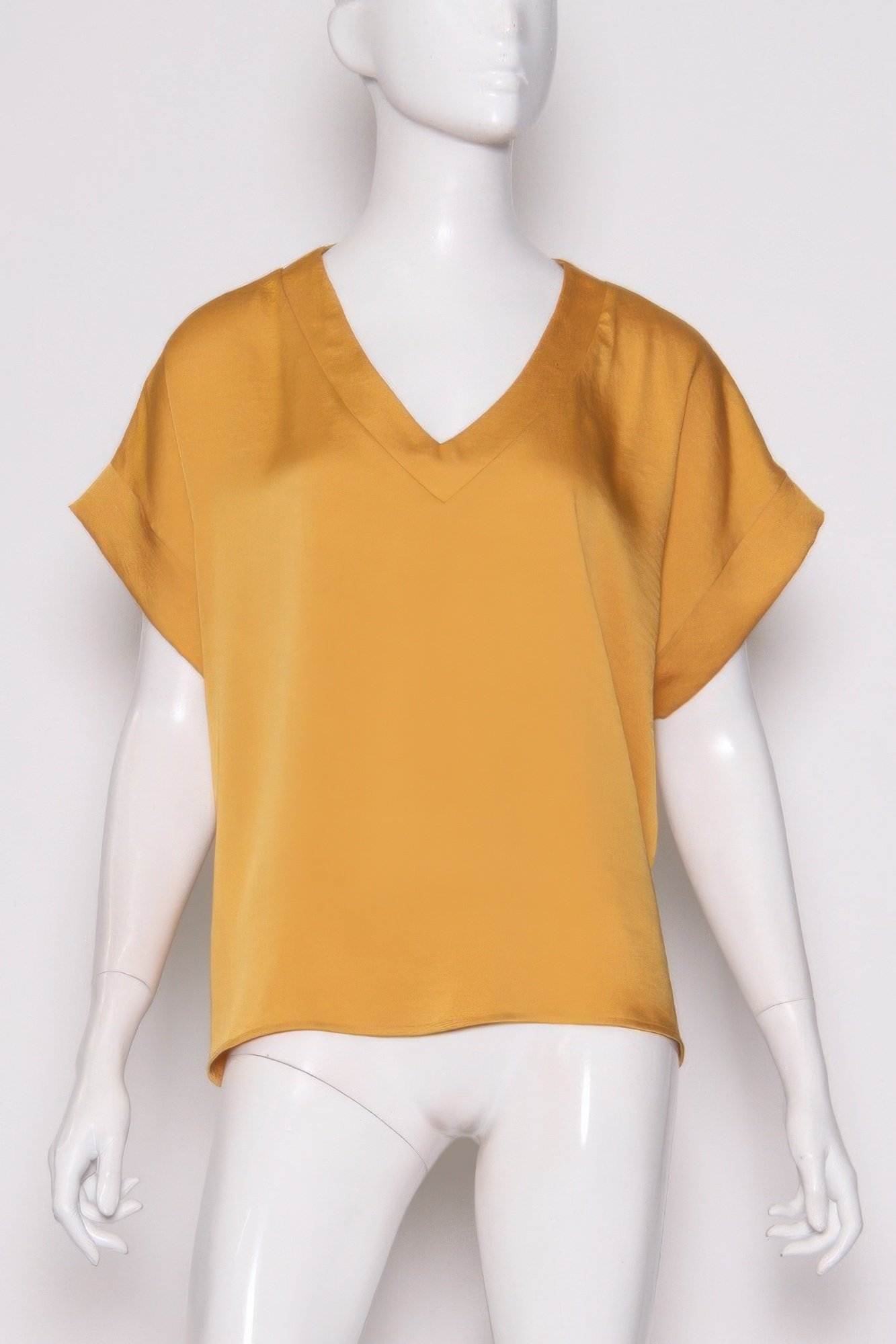 washed poly silk v-neck tee