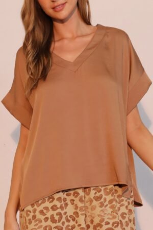 Washed Poly Silk V-neck Tee Washed Poly Silk V-neck Tee