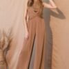 Washed Poly Silk Twist Front Jumpsuit