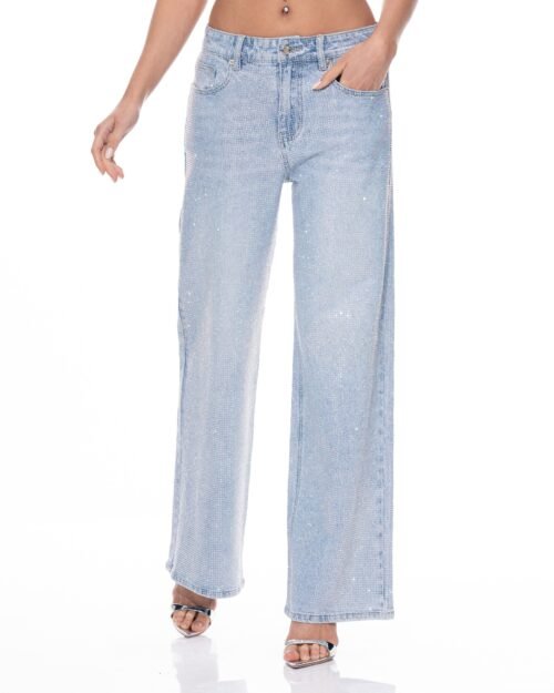 Denim Rhinestone Pants