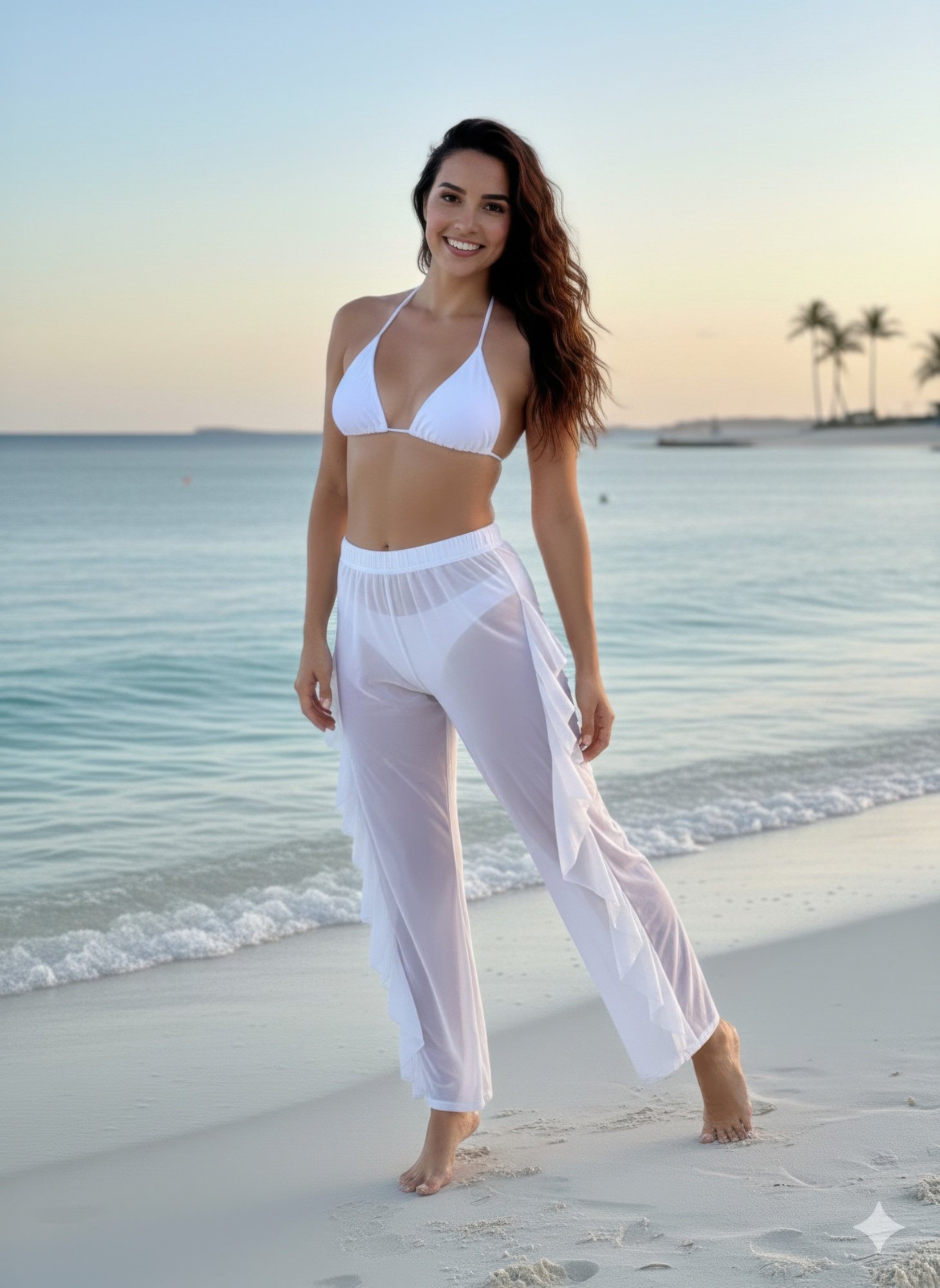 black sheer ruffle beach pants - image 3