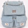Quilted Denim Double Pocket Front Backpack
