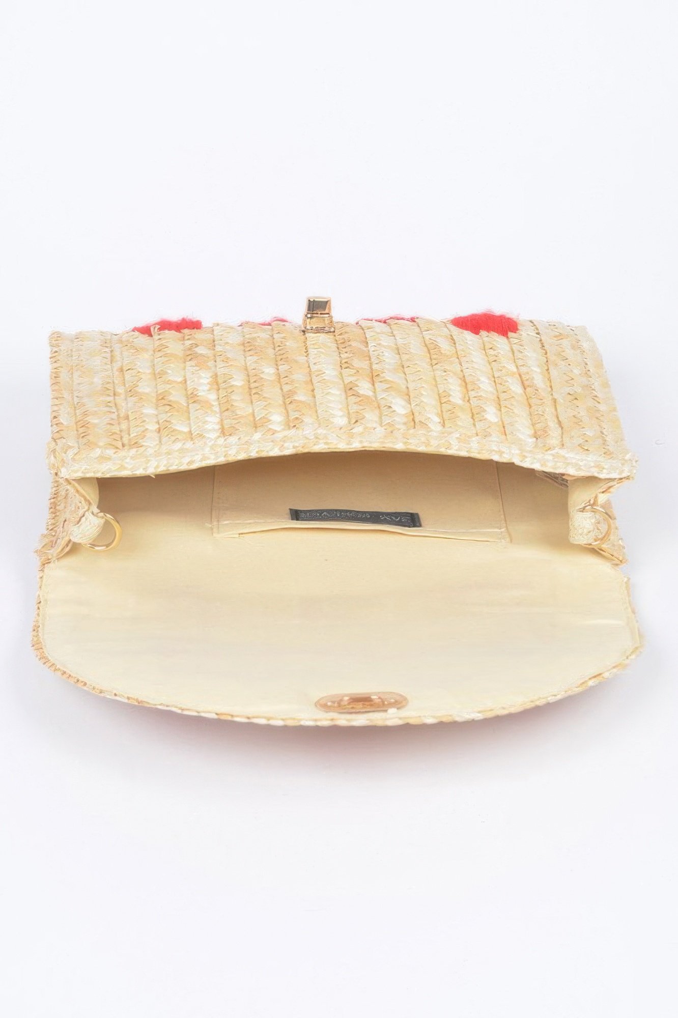 heart embroidery straw clutch