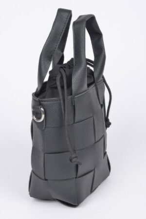 Faux Leather Braided Handle Bag W/canvas Pouch Faux Leather Braided Handle Bag W/canvas Pouch